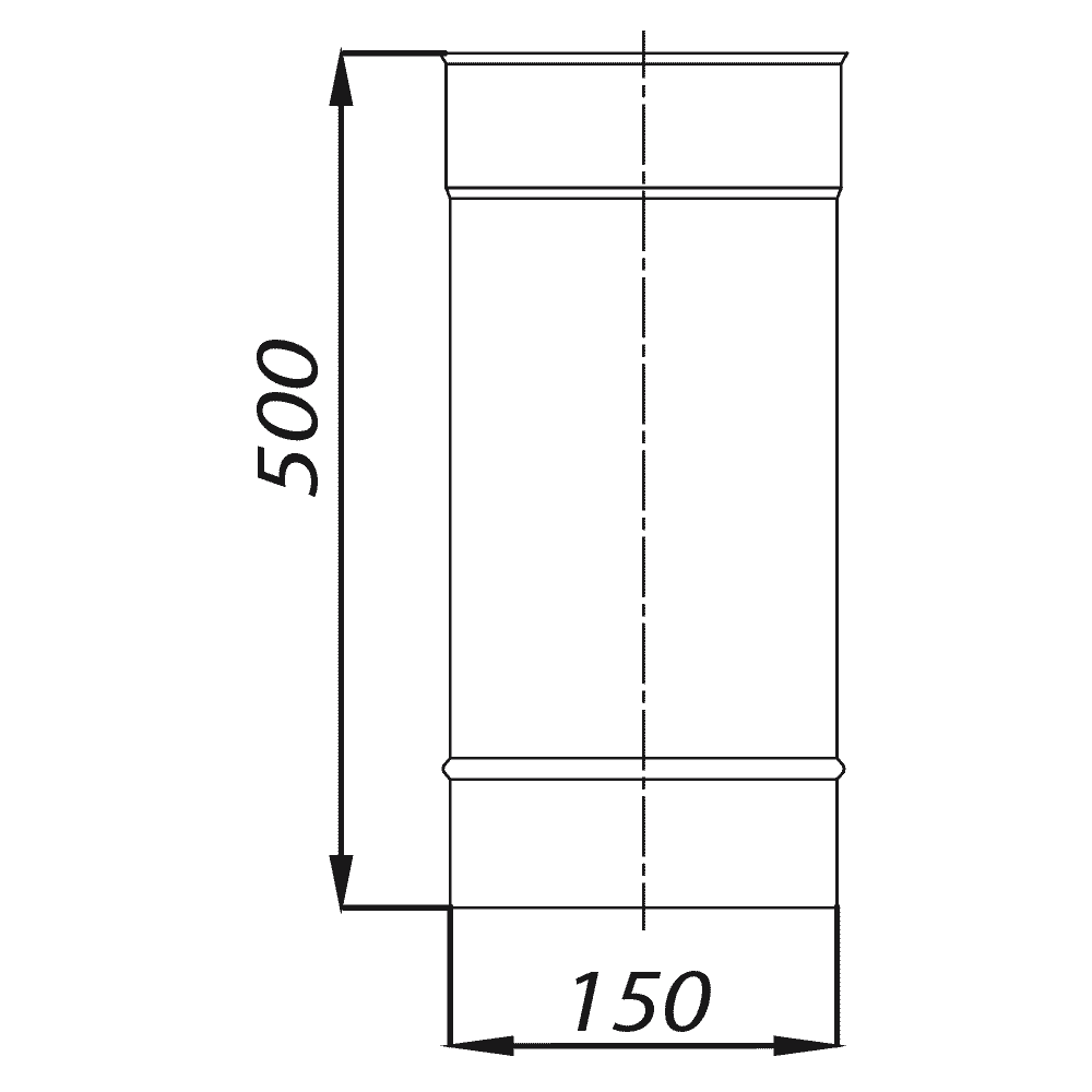 ADAM EW Einwandiges Schornsteinrohr fi 150 0.5m