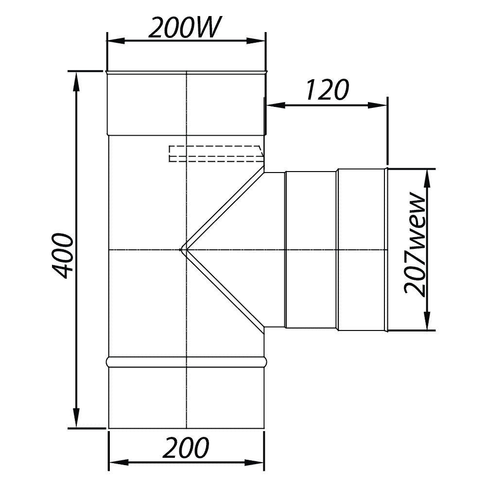 ADAM EW T-Stück 90° fi 200