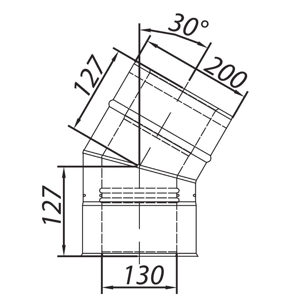 ADAM GAS Ellbogen fi 130/200 30°