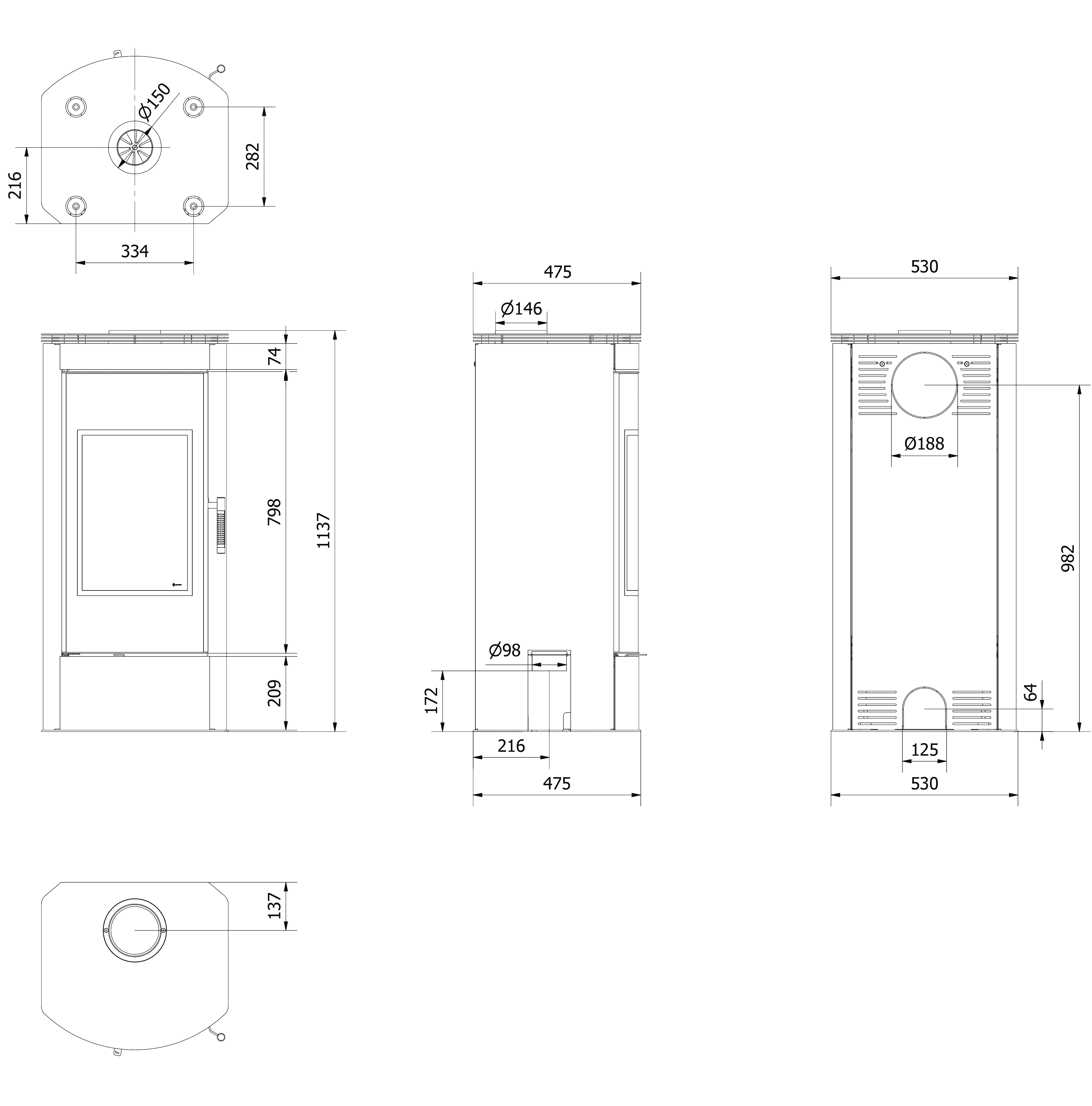 Kaminofen aus stahl TITAN Ø 150 11 kW mit Türfeder – Bild 4